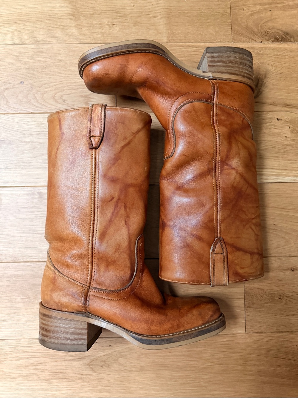 Women's Vintage Cognac Leather Mid-Calf Campus Boots